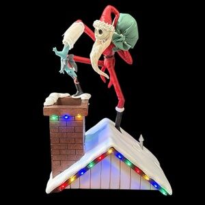 Disney Nightmare Before Christmas Santa Jack Rooftop Light Up Figure NEW